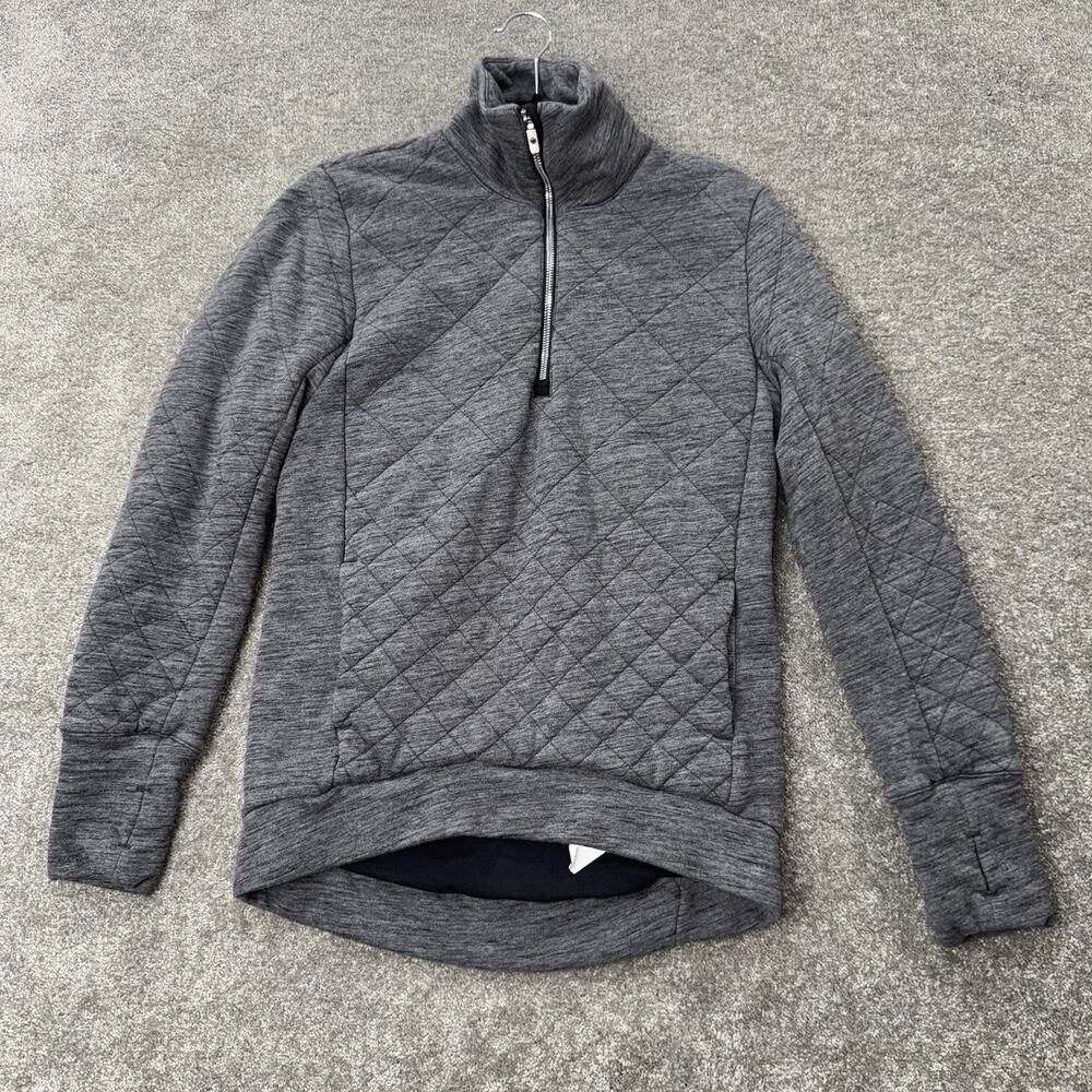 Lululemon Hannifer Pullover Sz 2 Gray Quilted Half Zip Jacket Thumbholes